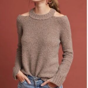 Anthropologie Moth Cutout Cold Shoulder Sweater Wool Blend Women’s Size Medium